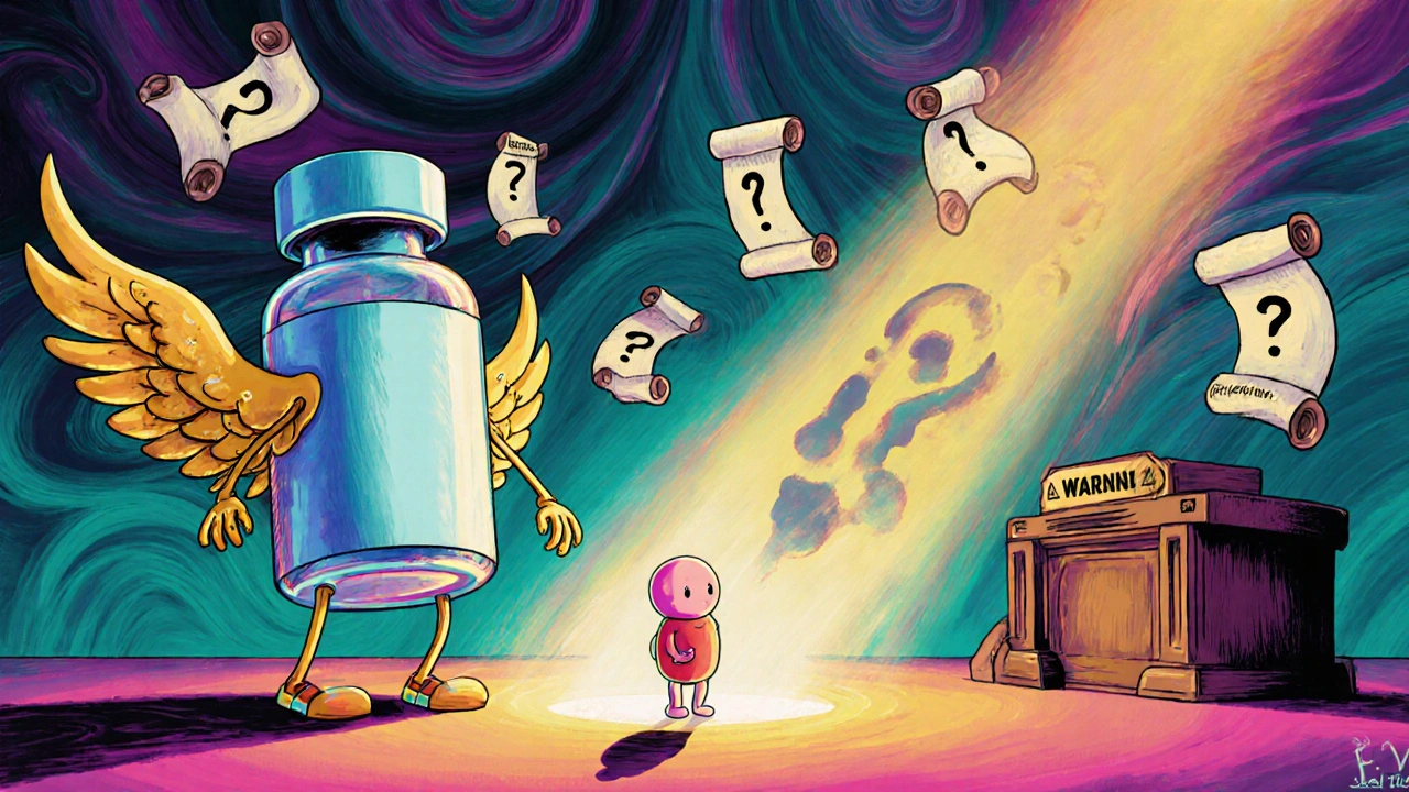 Insulin vial and metformin tablet in surreal medical showdown with fetal shadows