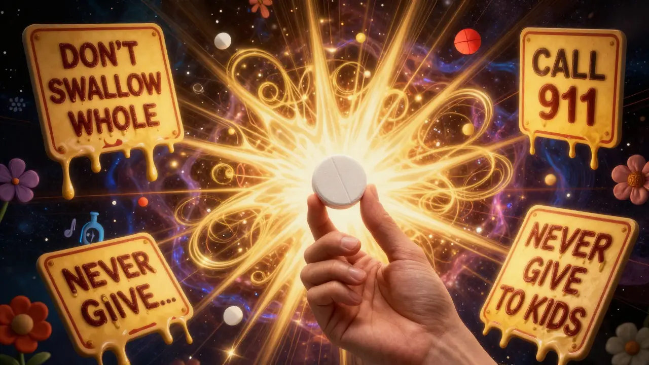 Hand chewing aspirin during heart attack, golden shockwaves radiating outward.