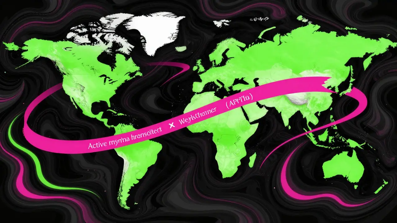 Abstract colorful map showing a broken global pharmaceutical supply chain.