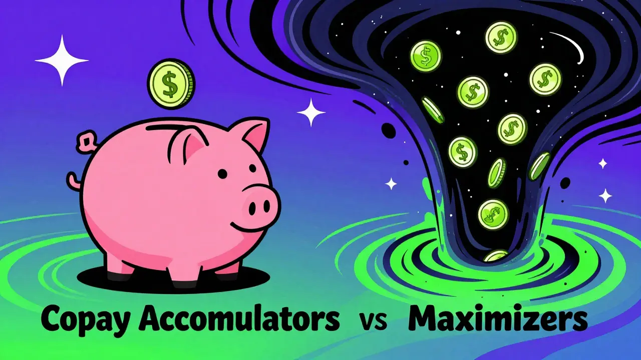 Retro graphic showing two contrasting money concepts: saving vs losing funds