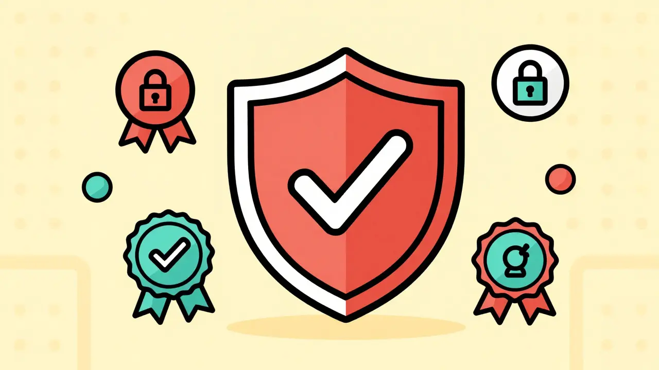 Abstract shield symbolizing secure online pharmacy verification.