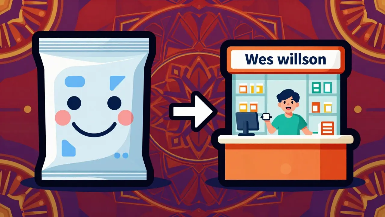 Illustration comparing home delivery and local pharmacy options
