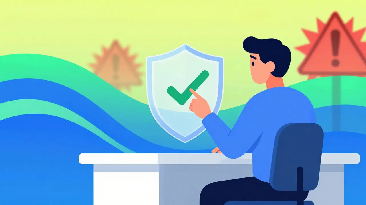 Illustration of secure online pharmacy verification with shield icon