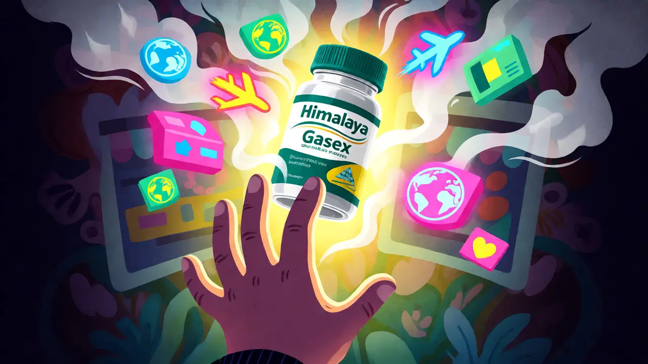 Surreal cartoon of a hand reaching for a glowing herbal supplement bottle